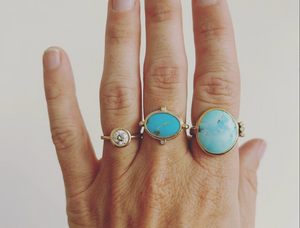 Kingman Turquoise + Diamond Ring