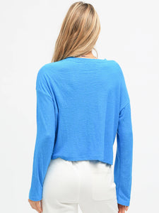 Lane L/S Crop Top - Aqua