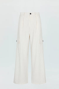 Brynn High Rise Relaxed Trouser - Le Blanc Pinstripe Pant