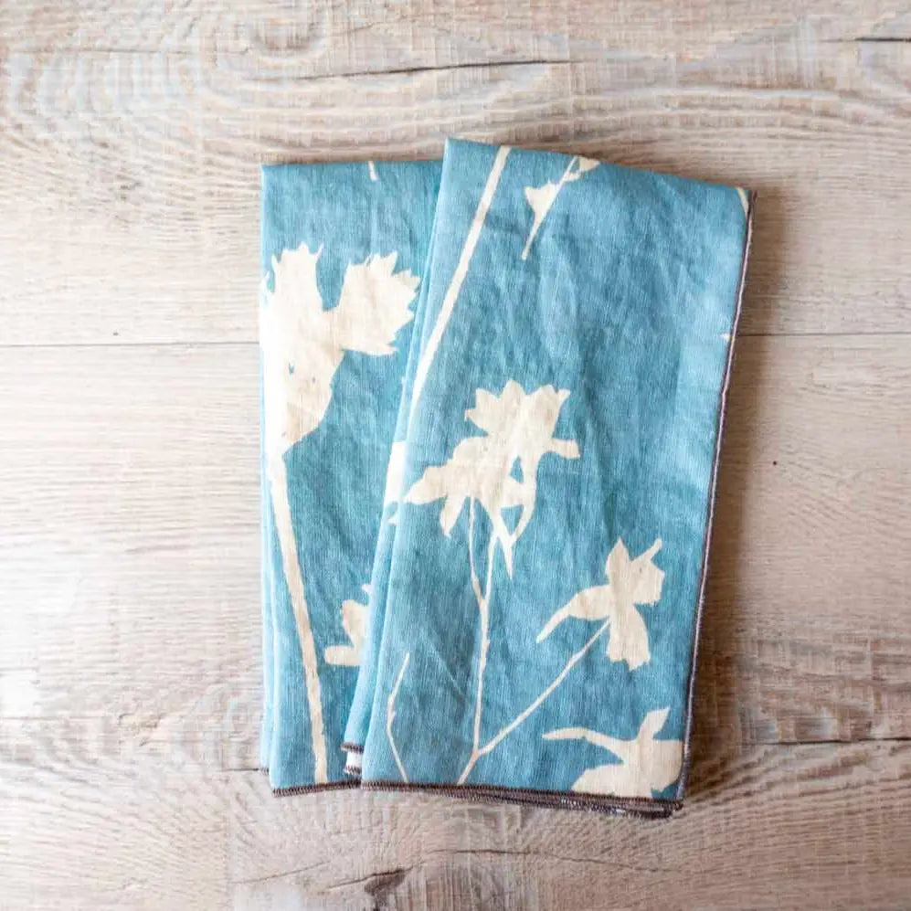 100% Linen Floral Print Cloth Napkins