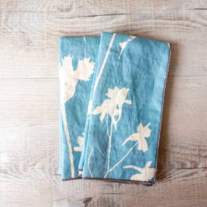 100% Linen Floral Print Cloth Napkins
