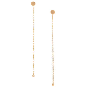 Long Round Ball + Chain 14K Earrings