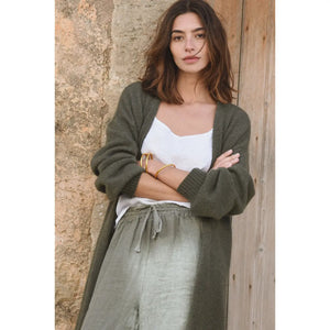 The Marlow Cashmere Long Sleeve Cardigan - Fern