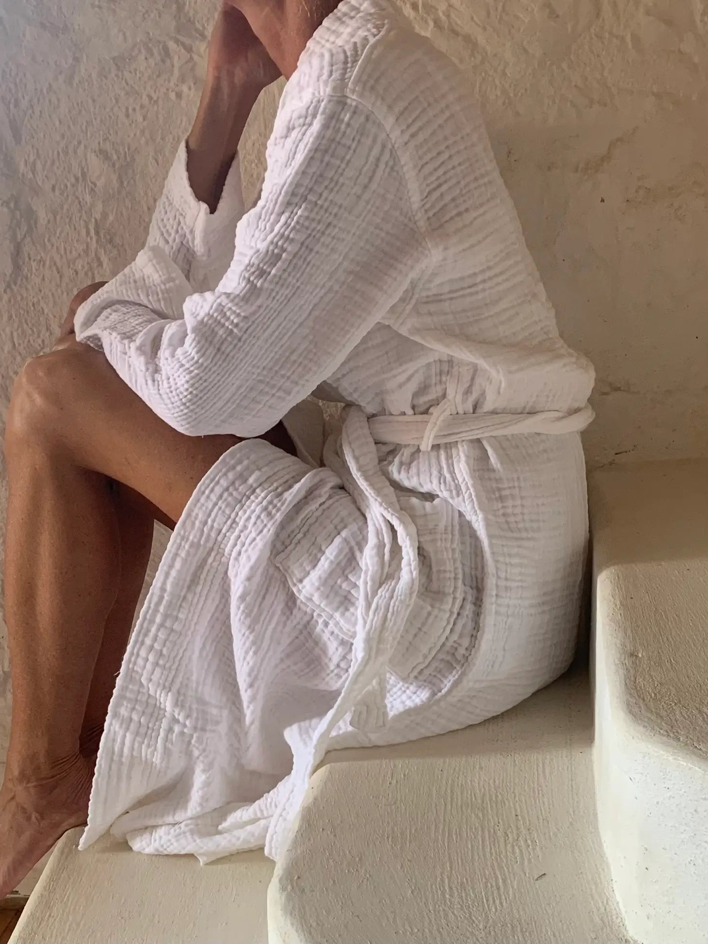 Muslin Bath Robe - White
