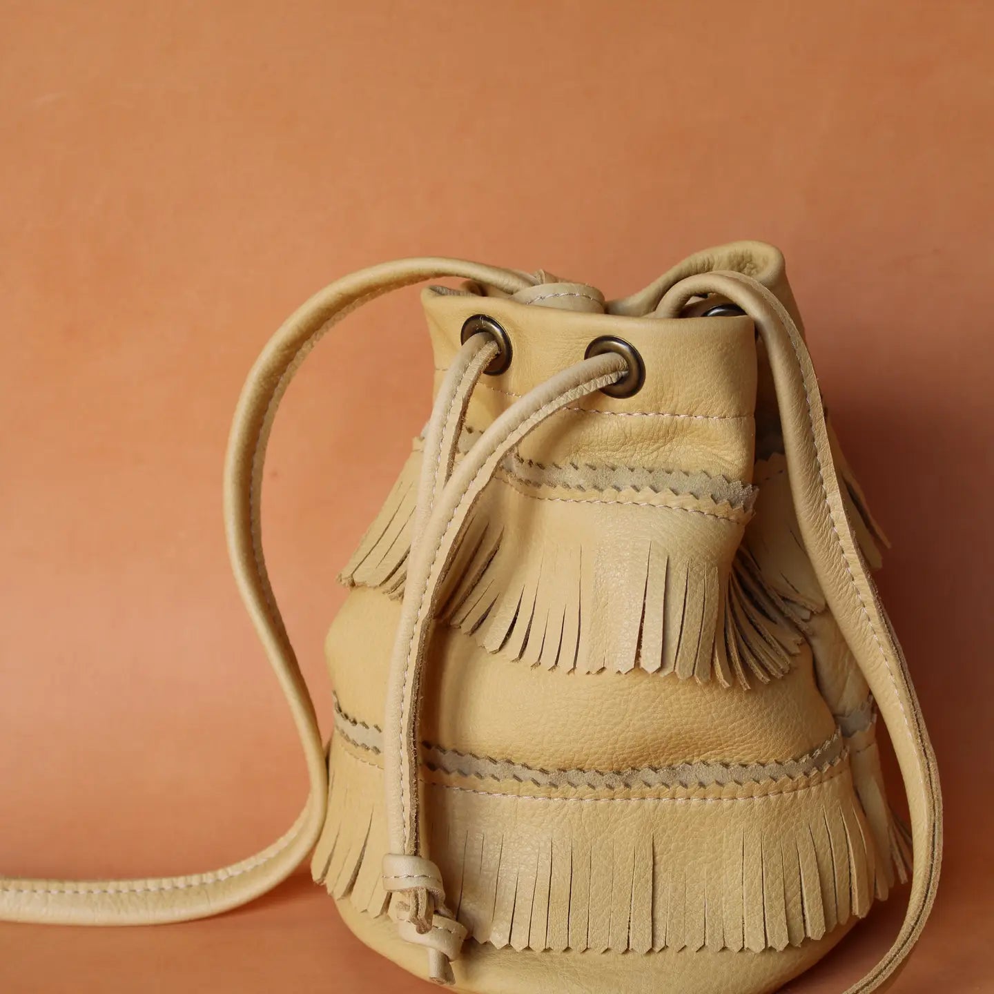 Mini Bucket Tote + Fringe - Chamomile