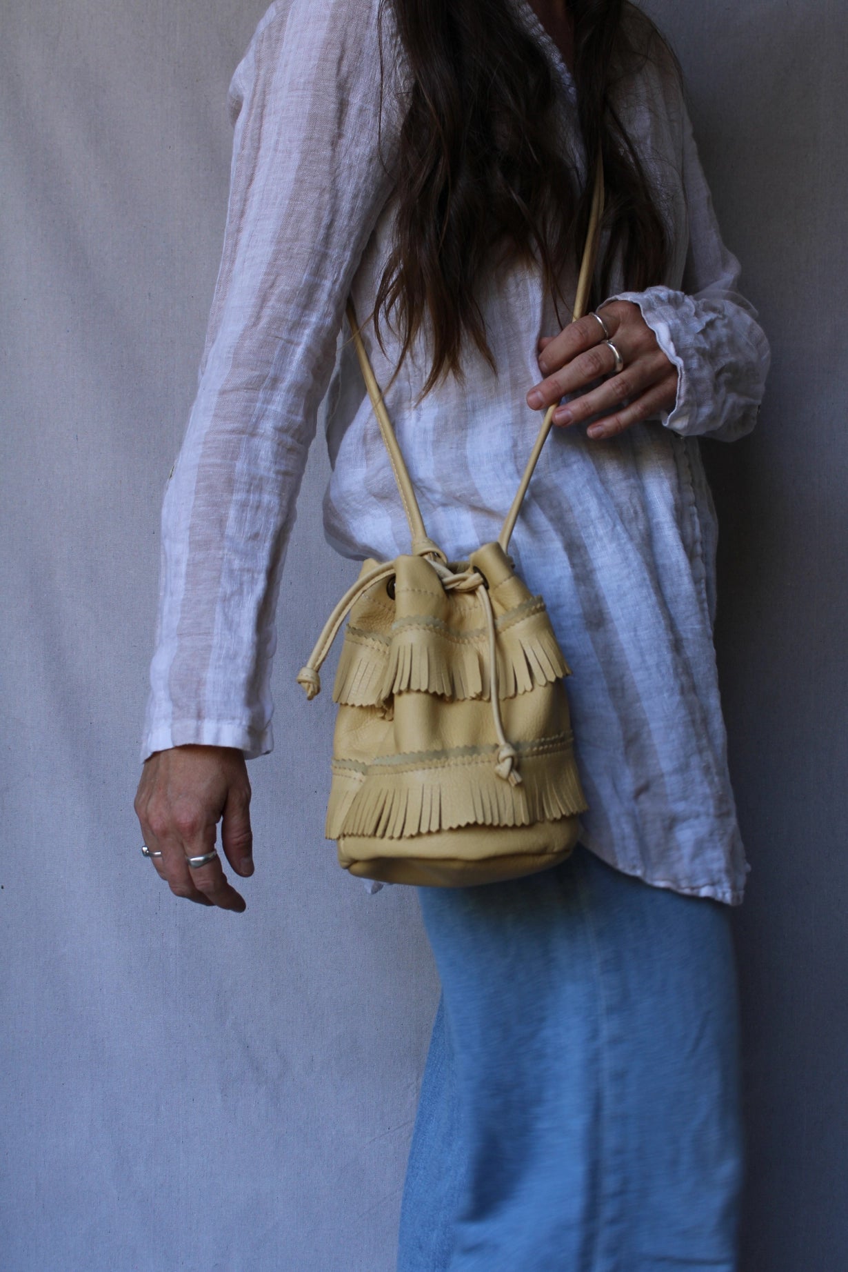 Mini Bucket Tote + Fringe - Chamomile
