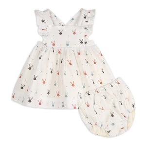Mini Bunnies Organic Muslin Dress + Bloomers