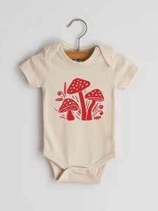 Modern Mushroom Organic Cotton Baby Onesie