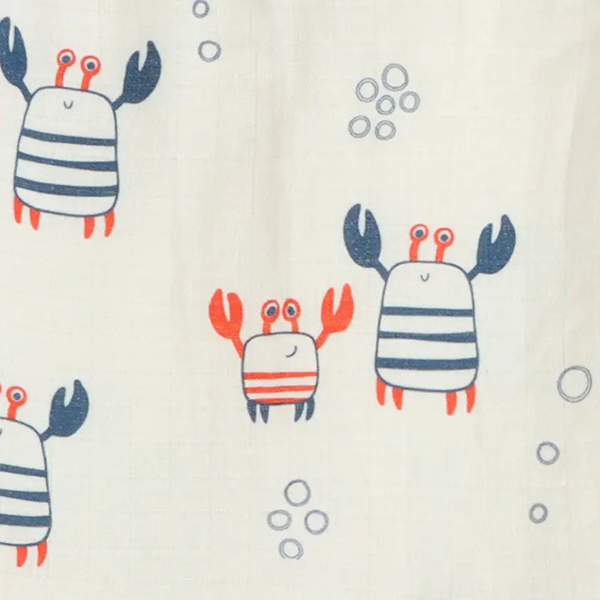 Organic Muslin Nautical Crab Baby Romper