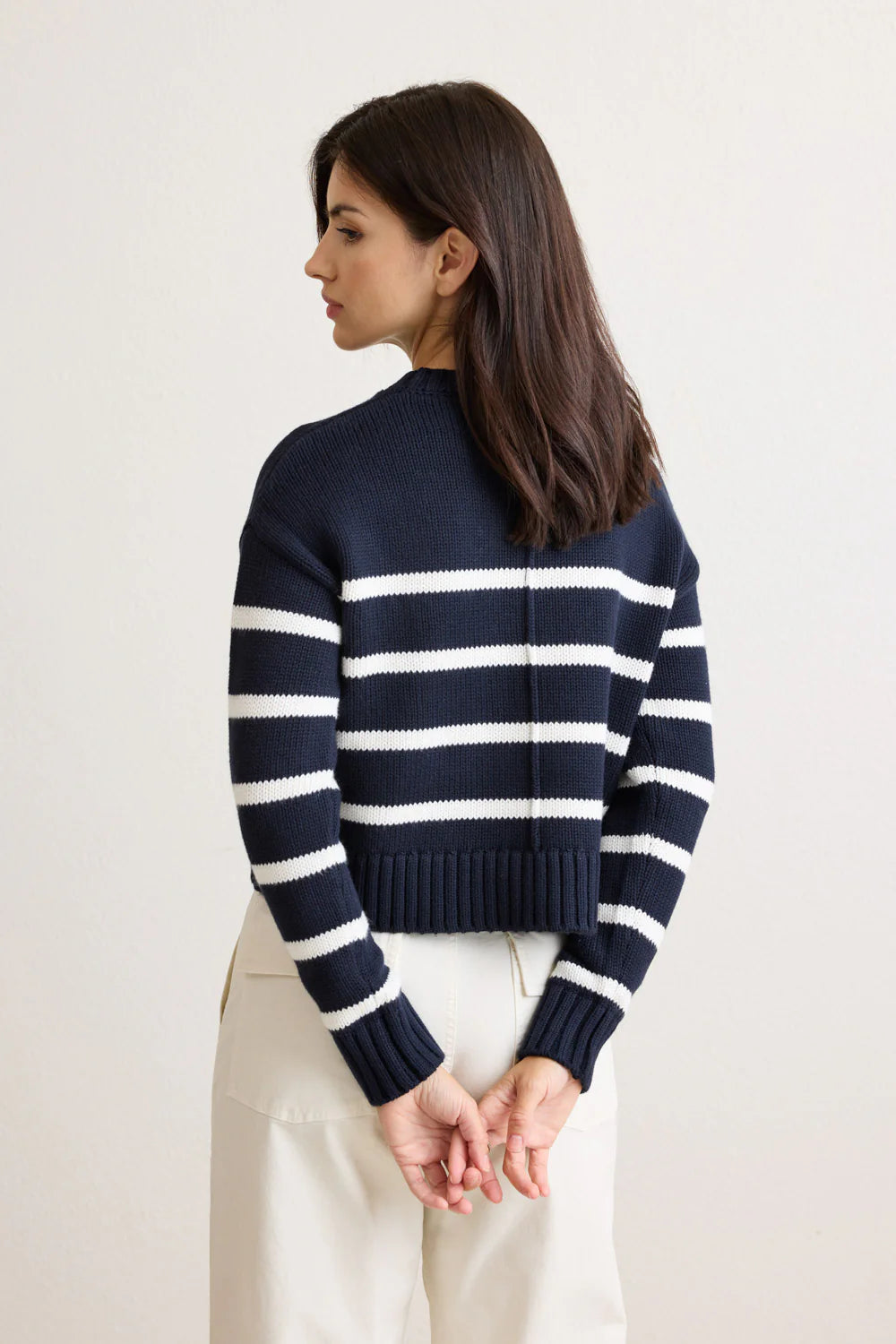 Celeste Crewneck Pullover- Navy Stripe