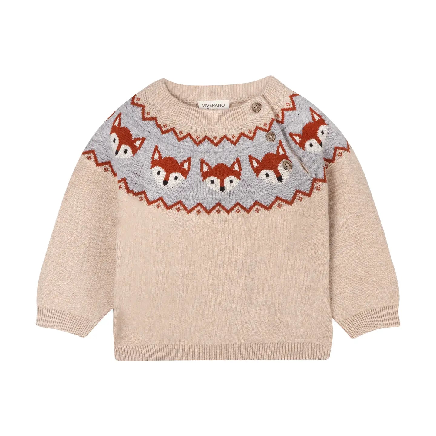 Organic Fox Fair Isle Baby Sweater