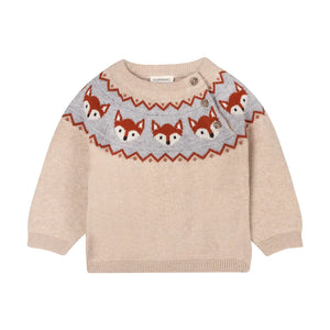 Organic Fox Fair Isle Baby Sweater