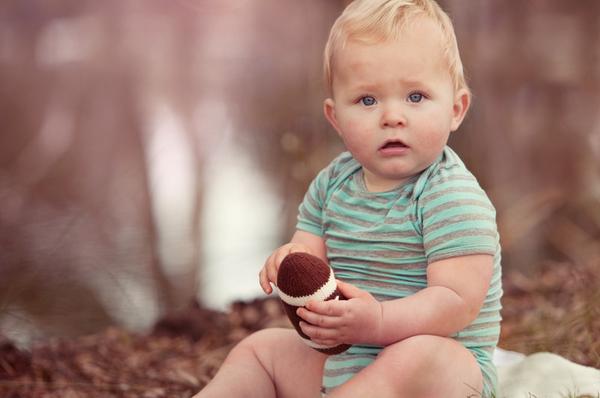 Organic Hand-Knit Baby Rattle - Football