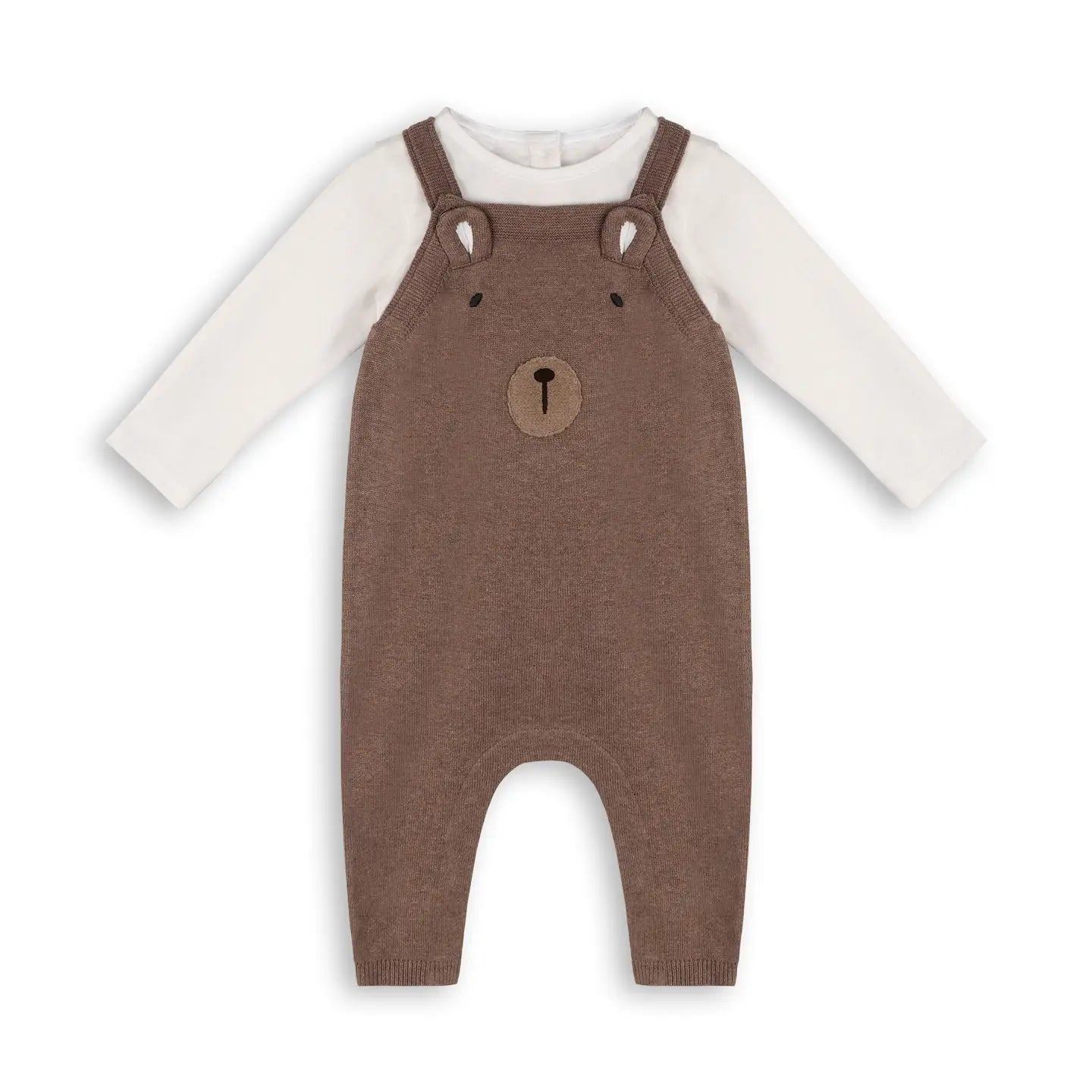 Organic Cotton Knit Bear Embroidered Baby Onesie