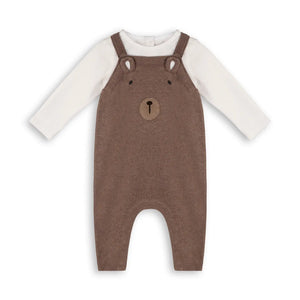 Organic Cotton Knit Bear Embroidered Baby Onesie