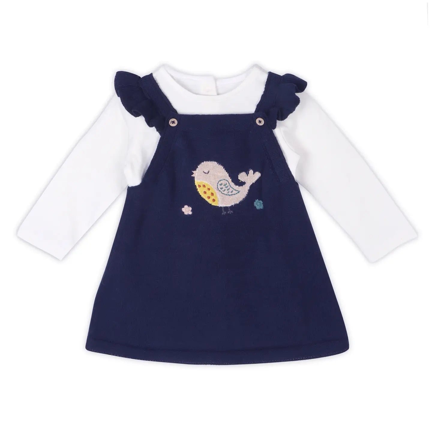 Bird Ruffle Baby Girl Organic Cotton Tunic Dress & Bodysuit