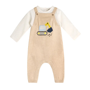 Organic Cotton Excavator Truck Baby Overall Set