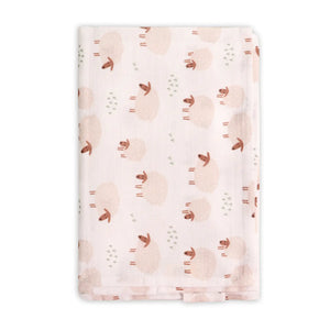 Organic Muslin Baby Sheep Swaddle Blanket