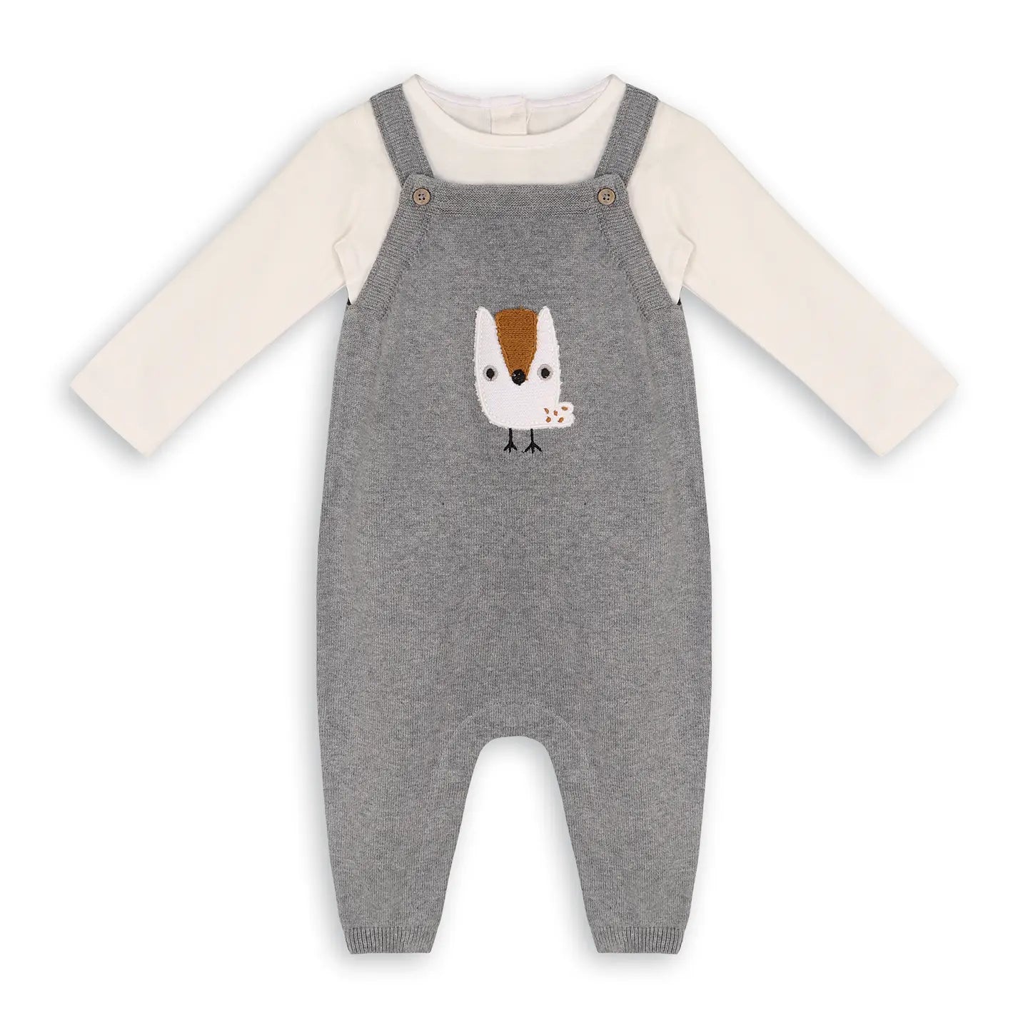 Organic Cotton Owl Applique Knit Baby Overall