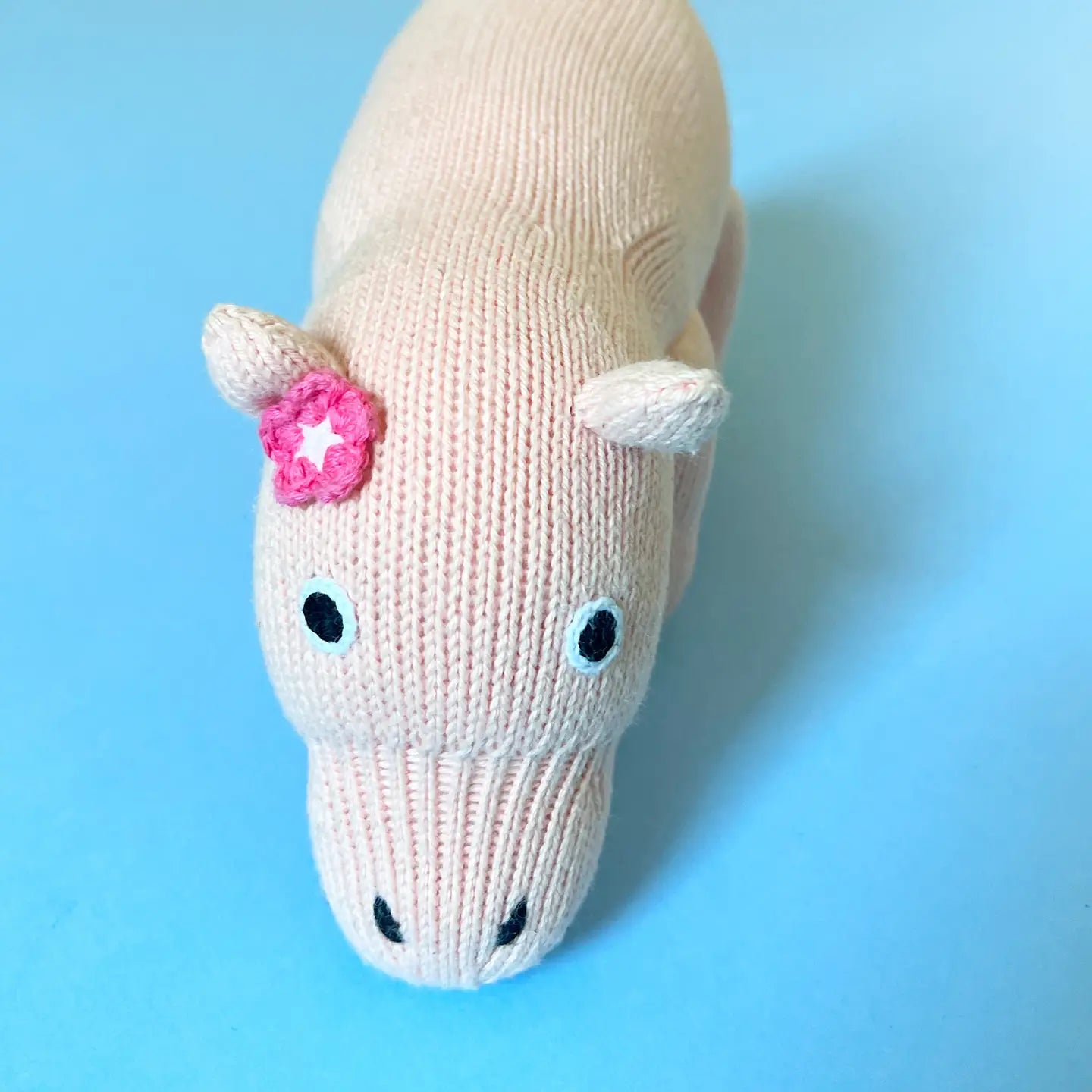 Organic Cotton Hand-Knit Poppy The Hippo Stuffed Toy