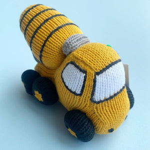 Organic Hand-Knit Baby Rattle - Mixer Truck