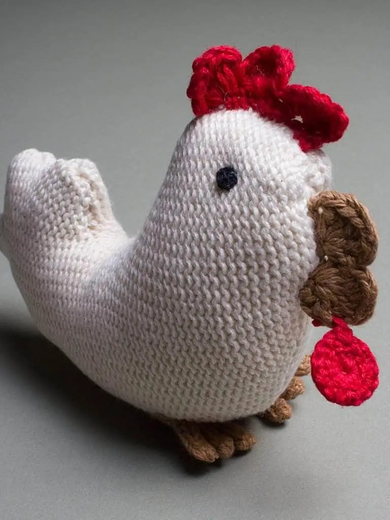 Organic Hand-Knit Baby Rattle - Chicken