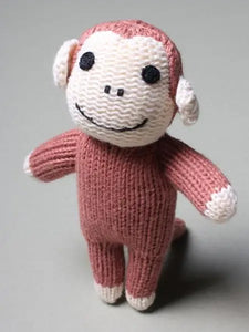 Organic Hand-Knit Baby Rattle - Monkey
