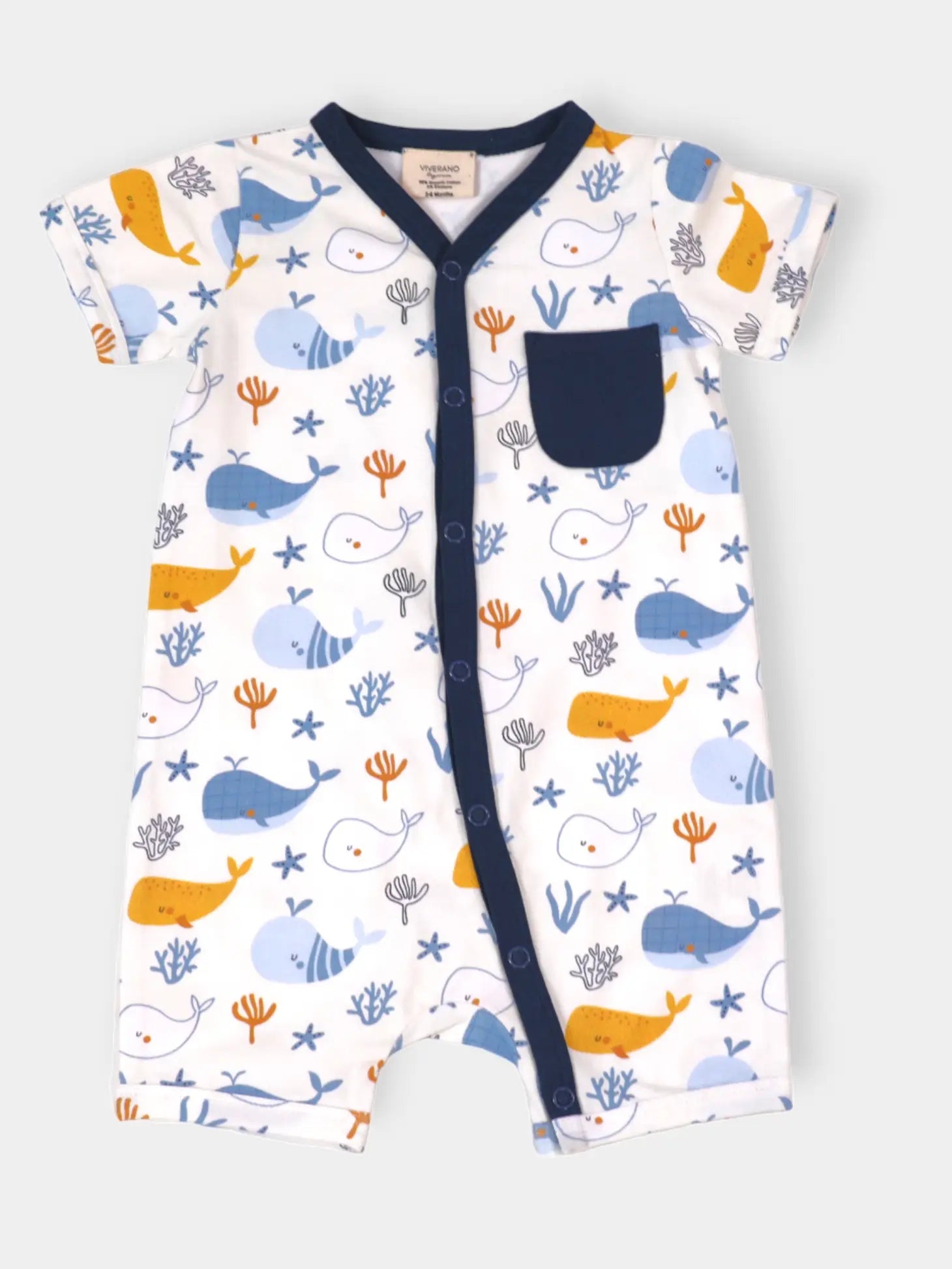 Ocean Whales Baby Romper