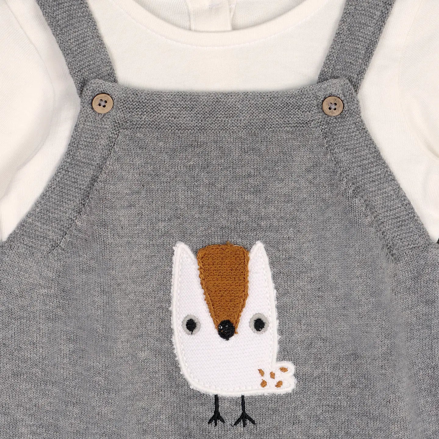 Organic Cotton Owl Applique Knit Baby Overall