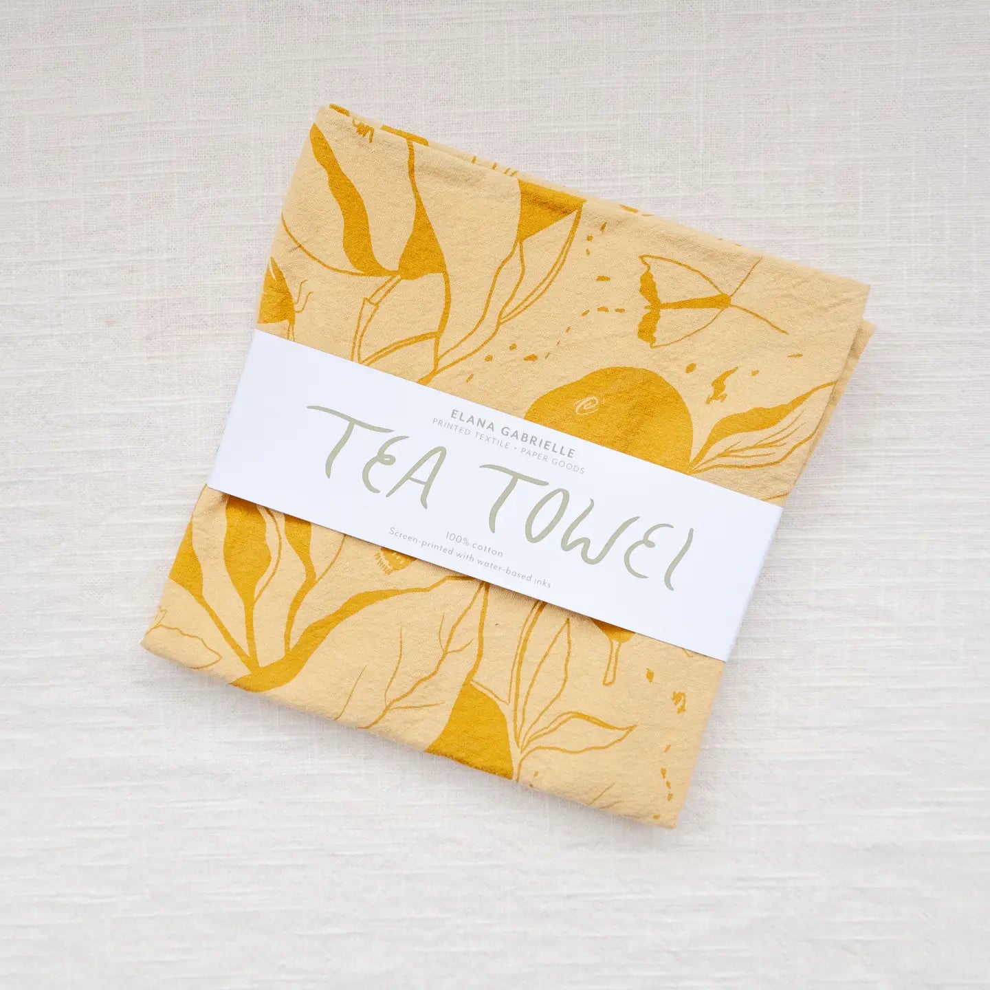 Pears Linen Tea Towel - Mustard