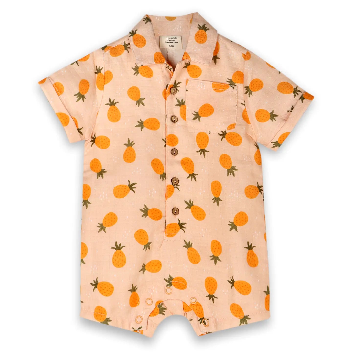 Pineapple Organic Cotton Baby Short Romper