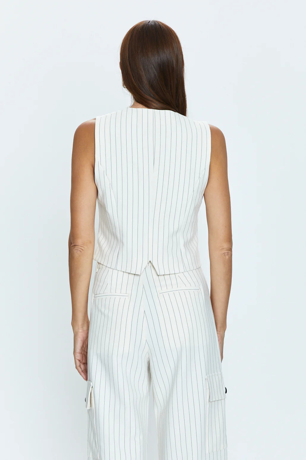 Vero Cropped Vest - Pinstripe