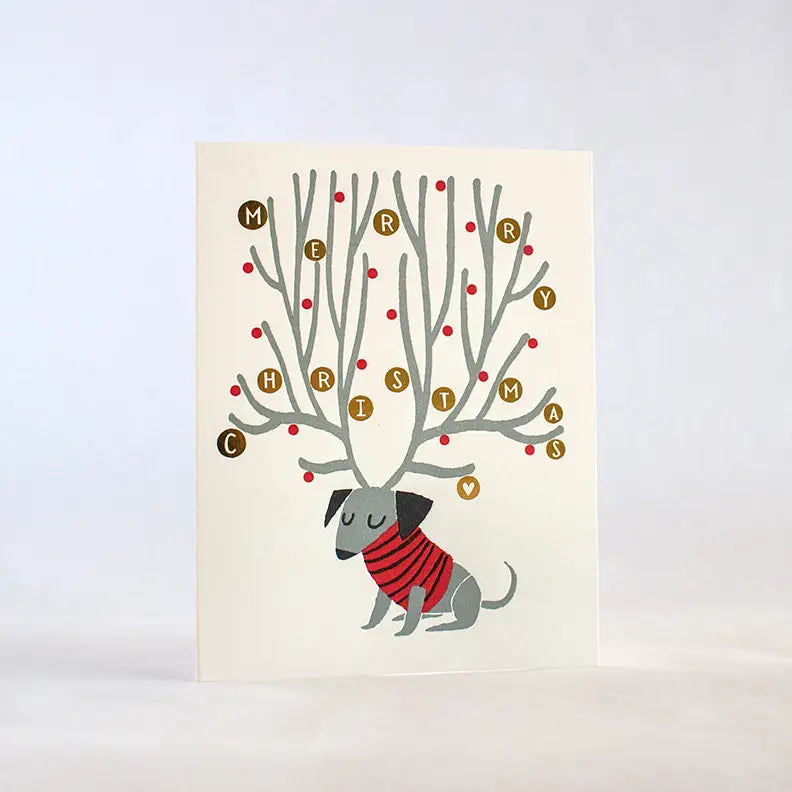 Reindeer Wiener Dog Card