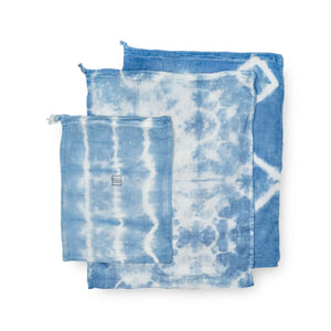 Reusable Cotton Grocery Bags - Shibori Indigo