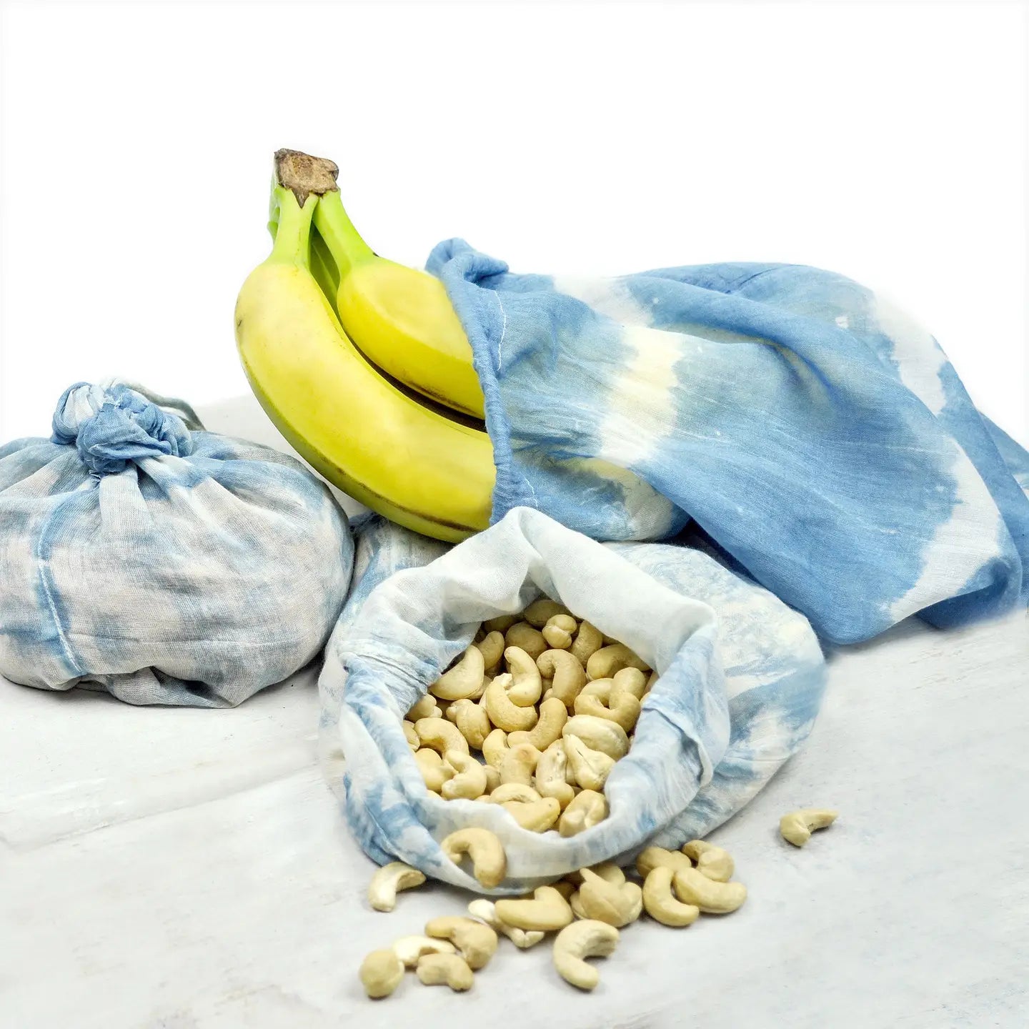 Reusable Cotton Grocery Bags - Shibori Indigo