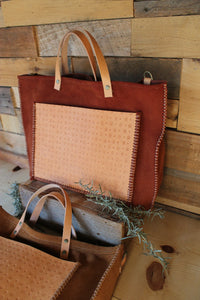 Ruby Suede Large Tote - Las Palms Print