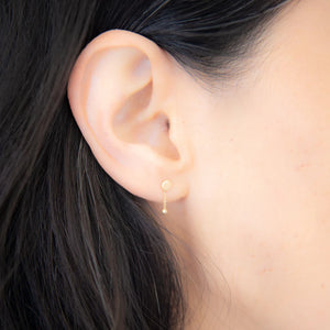 Short Round Ball + Chain 14K Earrings