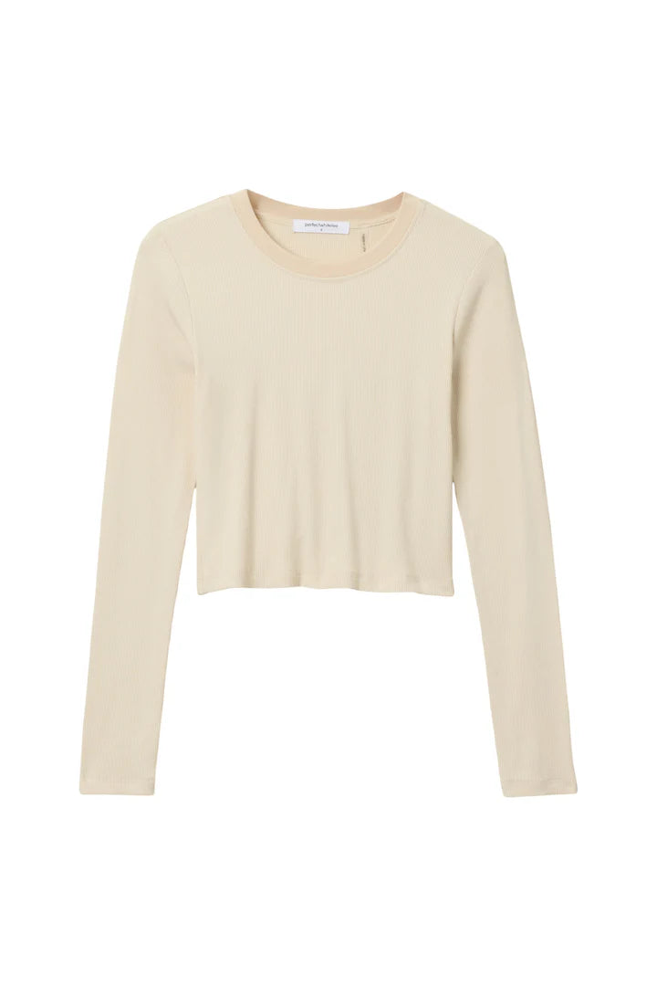 Sienna Luxe Rib Crewneck Crop Top - Sugar