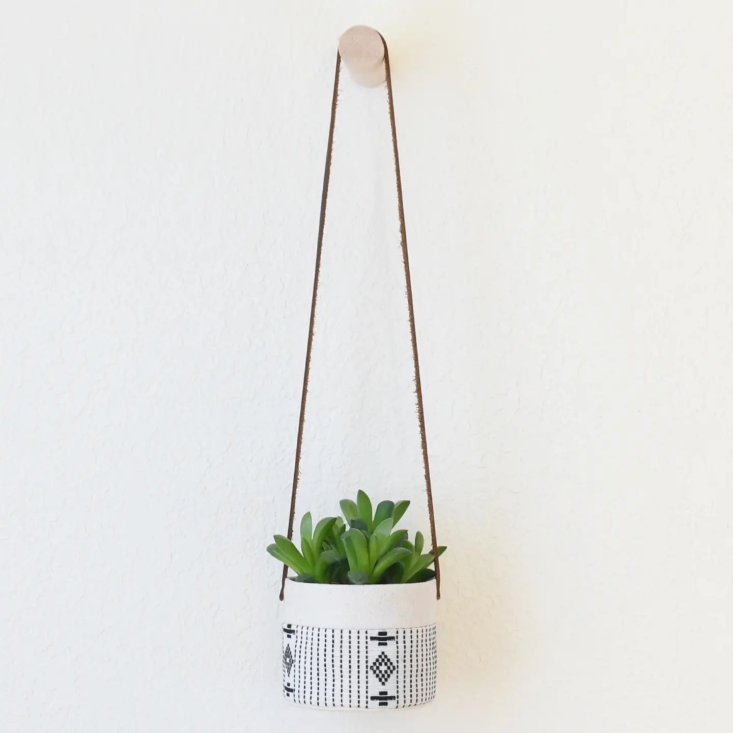 Small Canvas Hanging Planter - White + Black