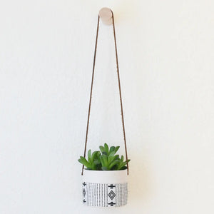 Small Canvas Hanging Planter - White + Black