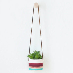 Small Canvas Hanging Planter - Red + Blue 11
