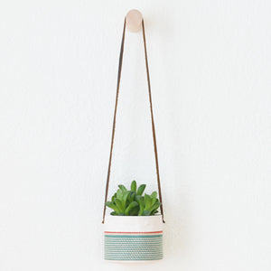 Small Canvas Hanging Planter - Red + Blue 4