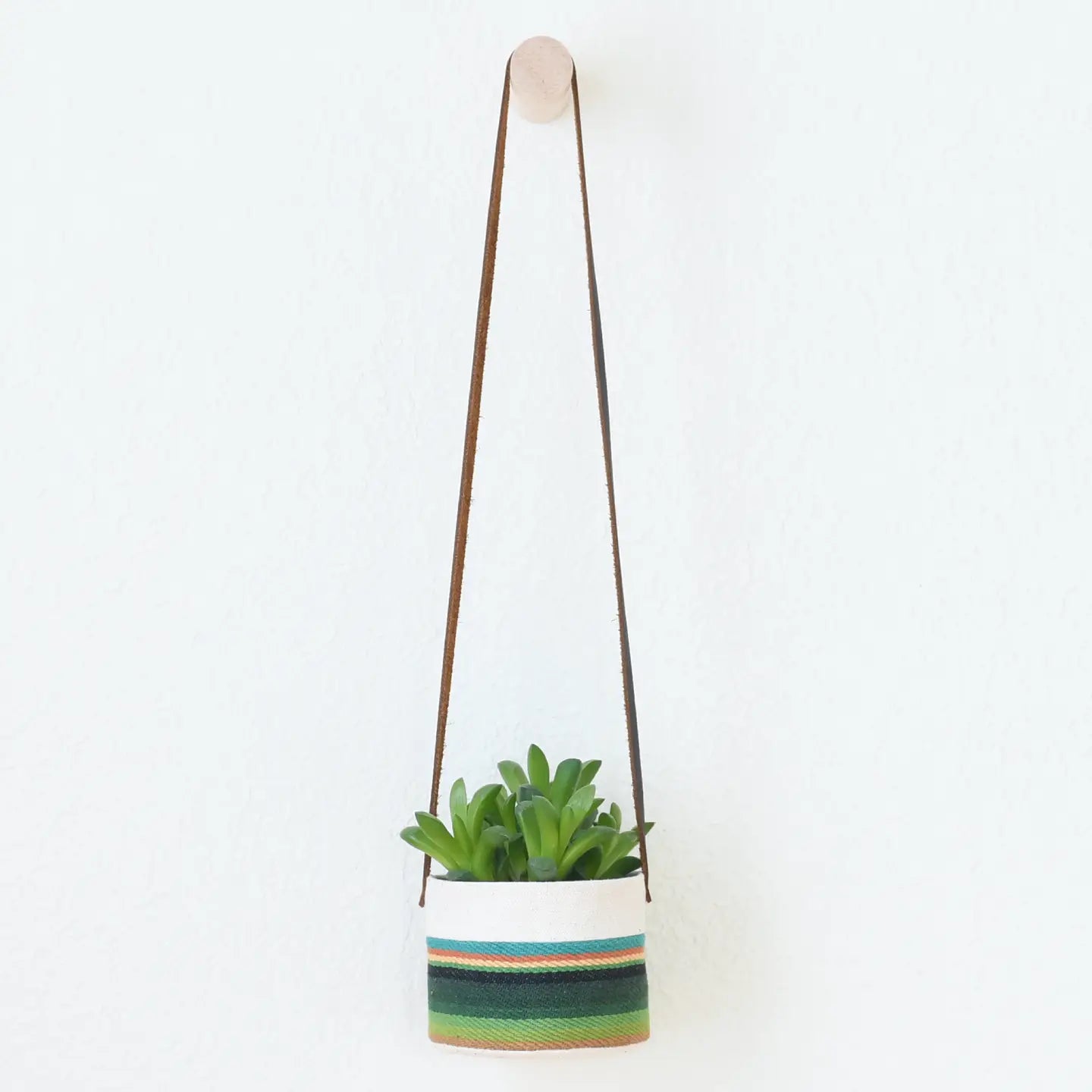 Small Canvas Hanging Planter - Turquoise 2