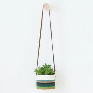 Small Canvas Hanging Planter - Turquoise 2