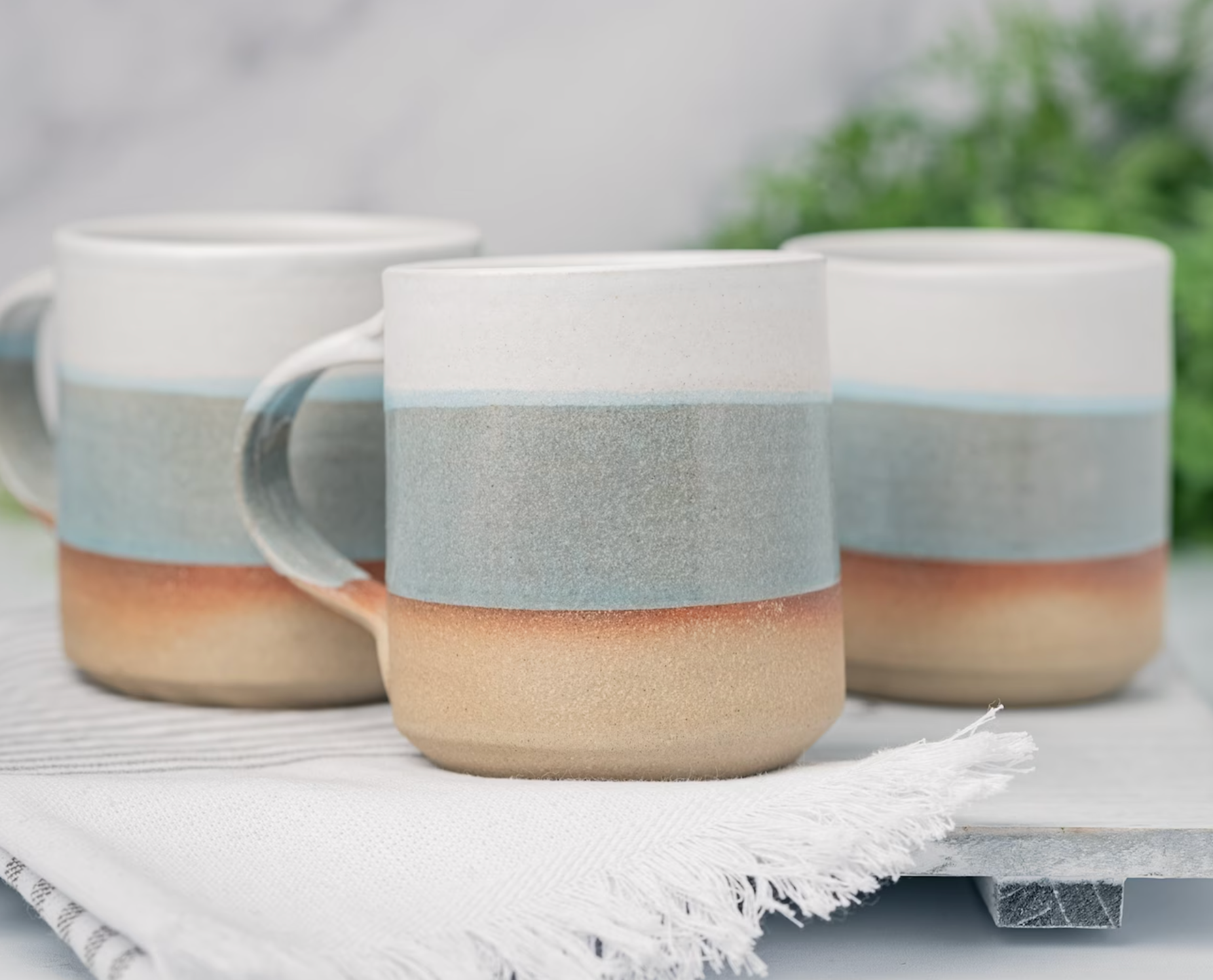 Handmade Coffee Mug - Blue + Grey