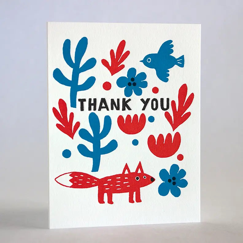 Fox + Bird Thank You Card
