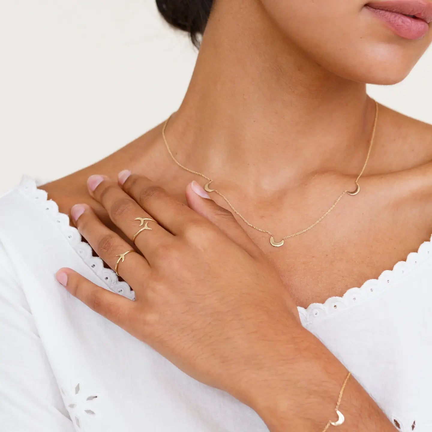 10k Triple Luna Necklace