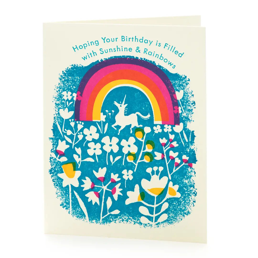 Unicorn + Rainbows Birthday Card