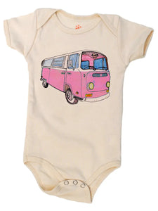 Venice Wheels Bus Organic Onesie - Pink