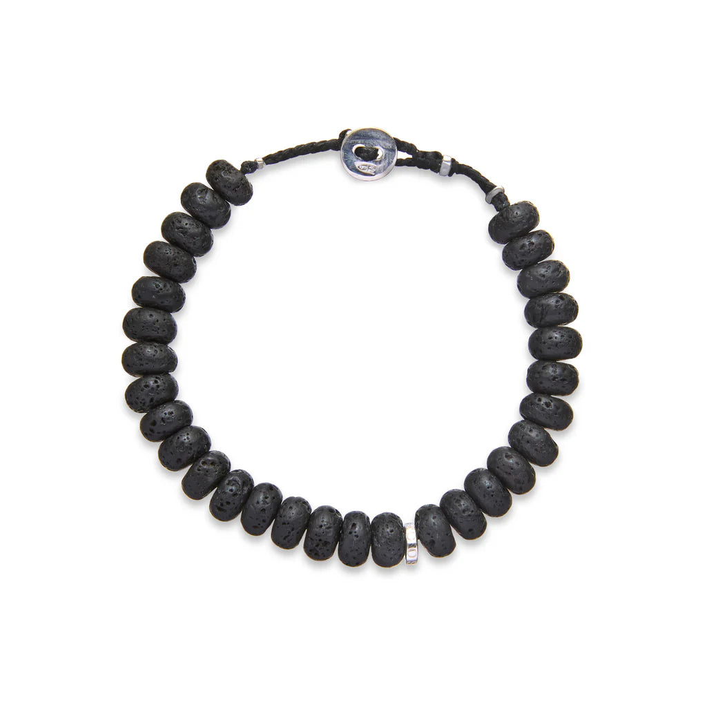 Vesuvius Black Lava Stone + Sterling Bracelet
